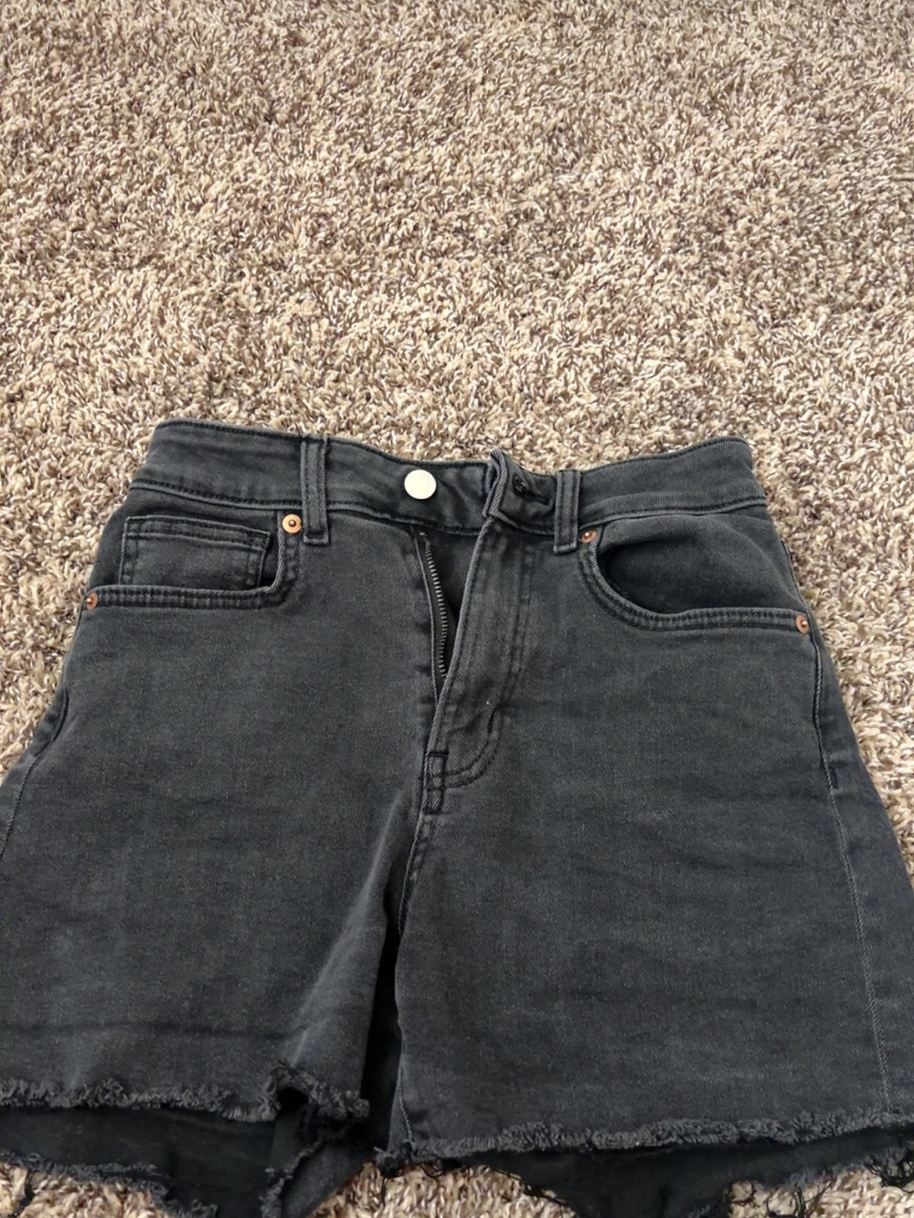 Black High-Waist Denim Cutoff Shorts